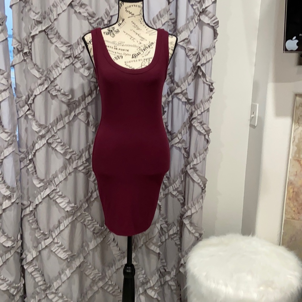 Burgundy tank dress.